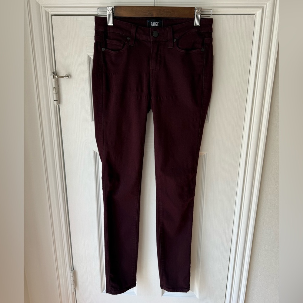 PAIGE Women's Deep Burgundy Skinny Jeans
